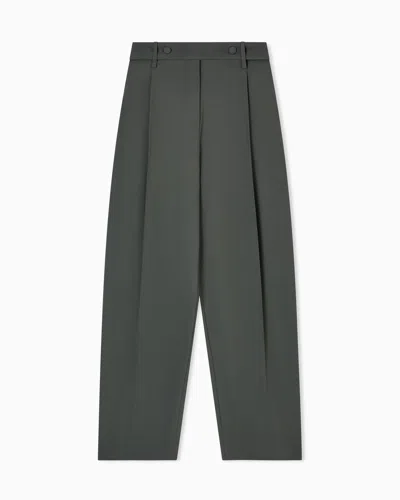 Emporio Armani Barathea Wool Trousers With A Belt In Green