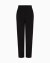Emporio Armani High-waisted Pants With Embossed Logo Detail In Black