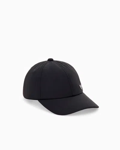 Emporio Armani Baseball Cap With A Metallic Logo And An Adjustable Strap In Black