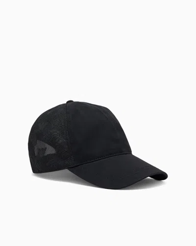 Emporio Armani Baseball Cap With Mesh Back With All-over Eagle Embroidery In Black