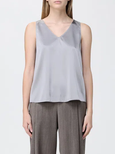 Emporio Armani Basic Stretch Silk Top In Gray