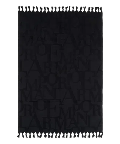 Emporio Armani Beach Towel In Black