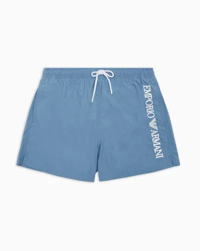 Emporio Armani Beachwear Boxers In Light Blue