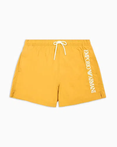 Emporio Armani Beachwear Boxers In Yellow