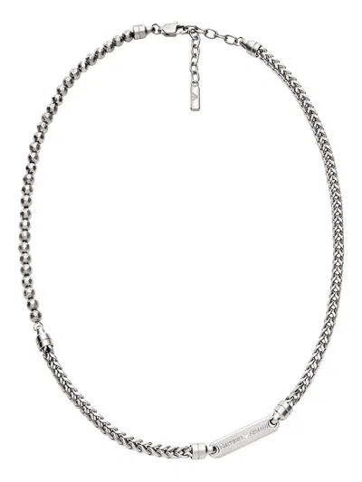 Emporio Armani Beaded Chain Necklace In Metallic