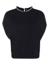 Emporio Armani Metallic Sphere Trim Sweater In Black
