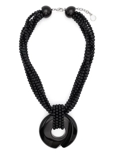 Emporio Armani Beaded Necklace In Black