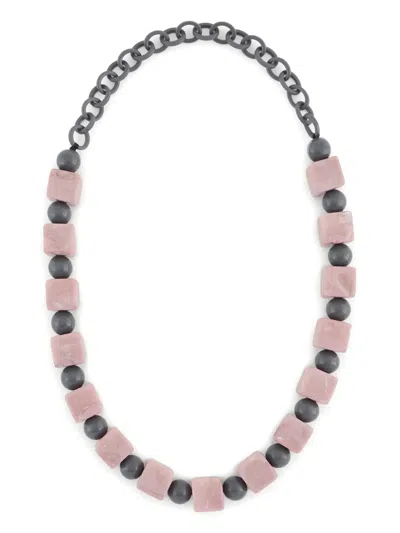 Emporio Armani Beaded Necklace In Pink