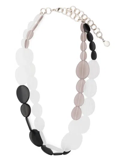 Emporio Armani Beaded Necklace In Grey Black