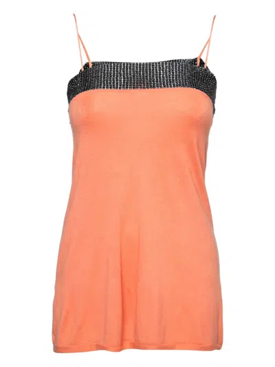 Pre-owned Emporio Armani Beaded-trim Top