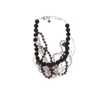 Emporio Armani Beads Multi-yarn Necklace In Black