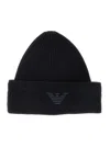 Emporio Armani Logo-embroidered Ribbed Beanie In Black