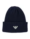 Emporio Armani Asv New York Capsule Collection Ribbed Wool-blend Beanie In Blue