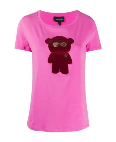 Emporio Armani Bear-appliquéd T-shirt In Pink