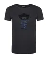 EMPORIO ARMANI BEAR PATTERN ROUND COLLAR SHORT-SLEEVED T-SHIRT