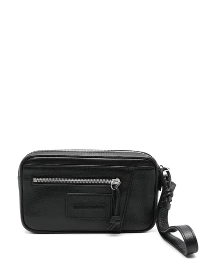 Emporio Armani Leather Beauty-case In Black