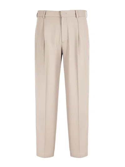 Emporio Armani Beige Cotton Pants In Beis