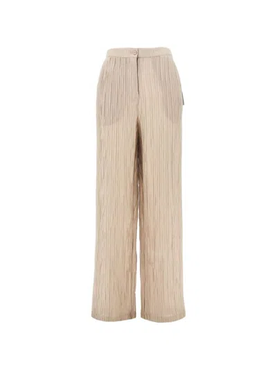 Emporio Armani Beige Crepe Trousers In Brown