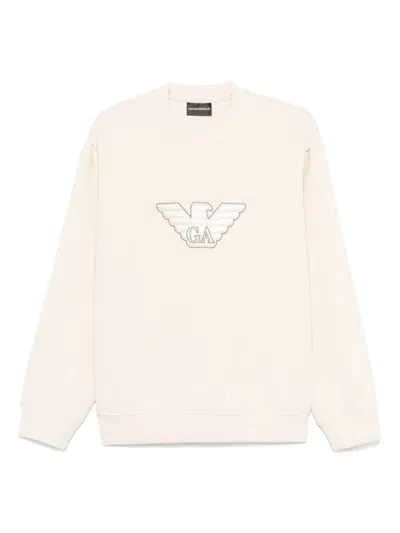 Emporio Armani Beige Crewneck Logo Patch Sweatshirt