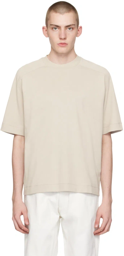 Emporio Armani Beige Embossed T-shirt In Silver Cloud