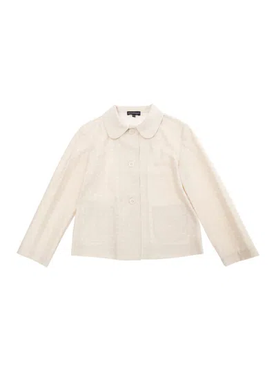 Emporio Armani Kids' Logo-jacquard Shirt Jacket In Neutrals