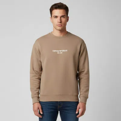 Pre-owned Emporio Armani Beige Logo Graphic Double Jersey Sweatshirt M In Sand