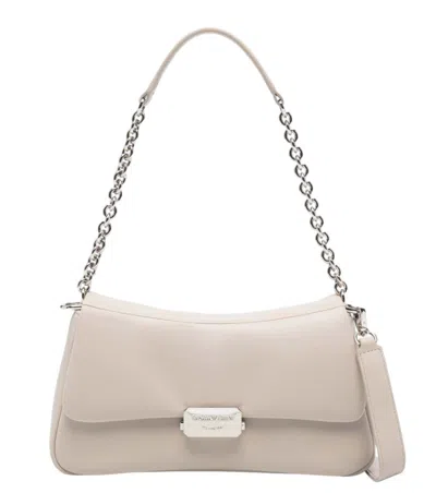 Emporio Armani Beige Logo Medium Shoulder Bag In Neutral