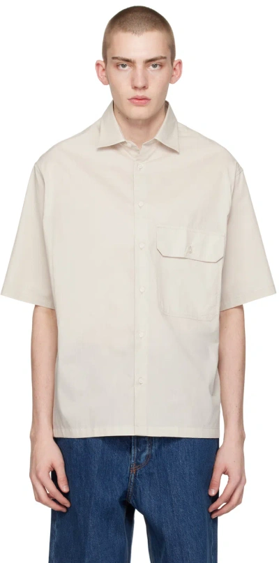 Emporio Armani Beige Pocket Shirt In Silver Cloud