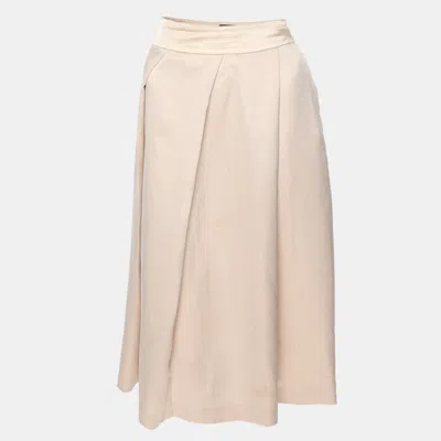 Pre-owned Emporio Armani Beige Rib Knit Midi Skirt M
