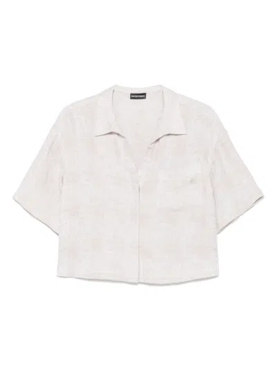 EMPORIO ARMANI BEIGE SHORT LINEN SHIRT