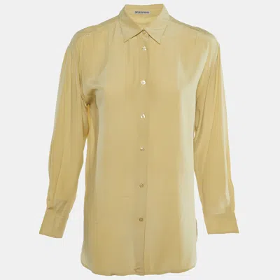 Pre-owned Emporio Armani Beige Silk Button Front Shirt M