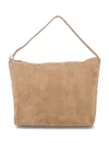 Emporio Armani Beige Suede Xl Hobo In Sand