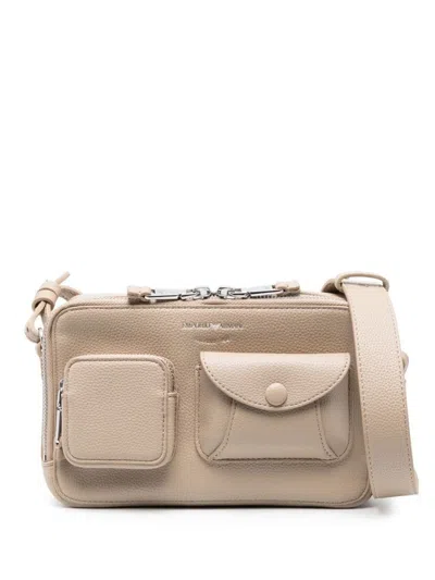 Emporio Armani Beige Textured Finish Shoulder Bag In Neutral