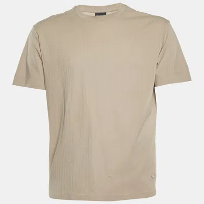 Pre-owned Emporio Armani Beige Textured Knit Crew Neck T-shirt Xl