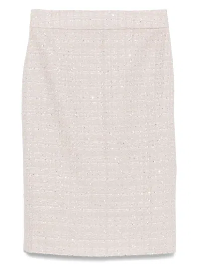 Emporio Armani Beige Tweed Skirt In Sand