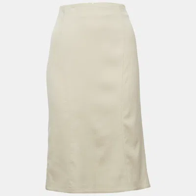 Pre-owned Emporio Armani Beige Wool Blend Mini Skirt L In Sand