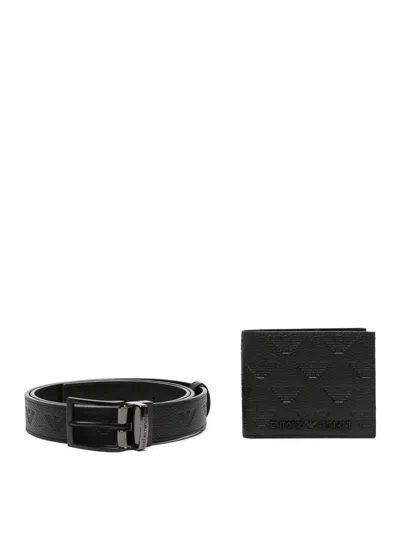 EMPORIO ARMANI BELT AND WALLET LEATHER SET