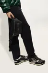 Emporio Armani Regenerated-leather Belt Bag With Eagle Pate In Black