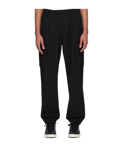 Emporio Armani Belt Loop Elastic Casual Pants In Black