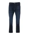Emporio Armani Blue Five Pocket Jeans With Logo Patch On The Back In Black