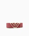 Emporio Armani Official Store Belt With Deer-print Eagle Plate In Bordeaux