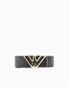 Emporio Armani Official Store Belt With Deer-print Eagle Plate In Noir