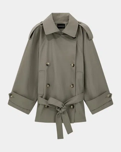 Emporio Armani Belted Blouson Jacket In Multi