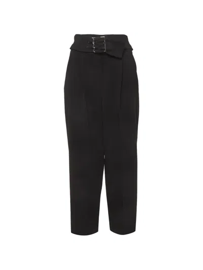 Pre-owned Emporio Armani Belted Crepe Trousers In Black