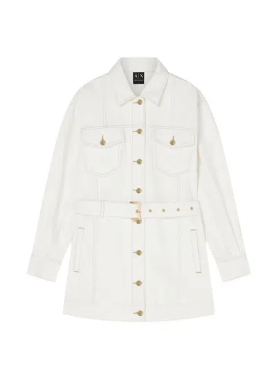 Emporio Armani Belted Denim Jacket In White