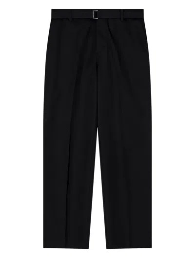 EMPORIO ARMANI BELTED FLAT-FRONT TROUSERS