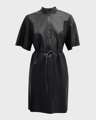Emporio Armani Leather Belted Dress In Black