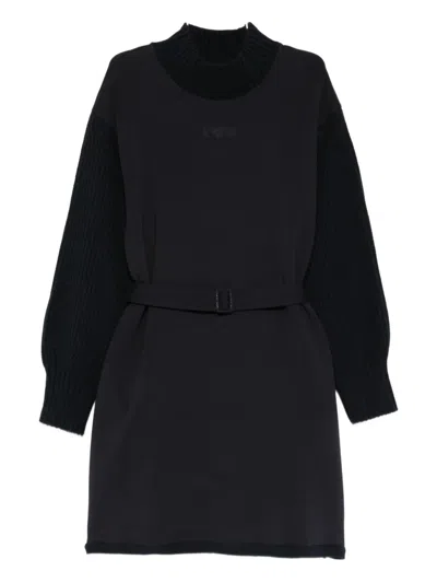 Emporio Armani Kids' Belted Long-sleeve Dress In Black