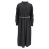 Emporio Armani Belted Mock Neck Midi Dress In Grey Wool In Grey