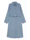 Emporio Armani Wool Blend Coat In Blue